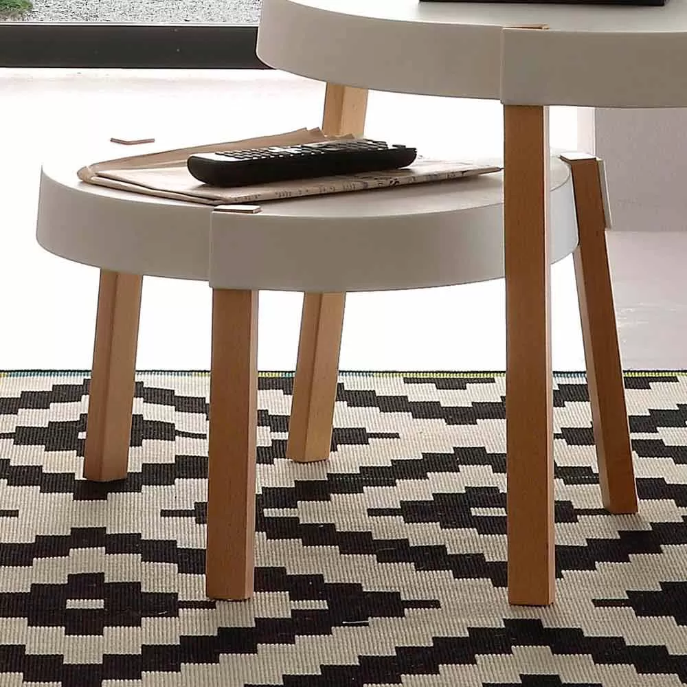 Beechwood Coffee Table Pineto, With White Polypropylene Table Top - Image 5