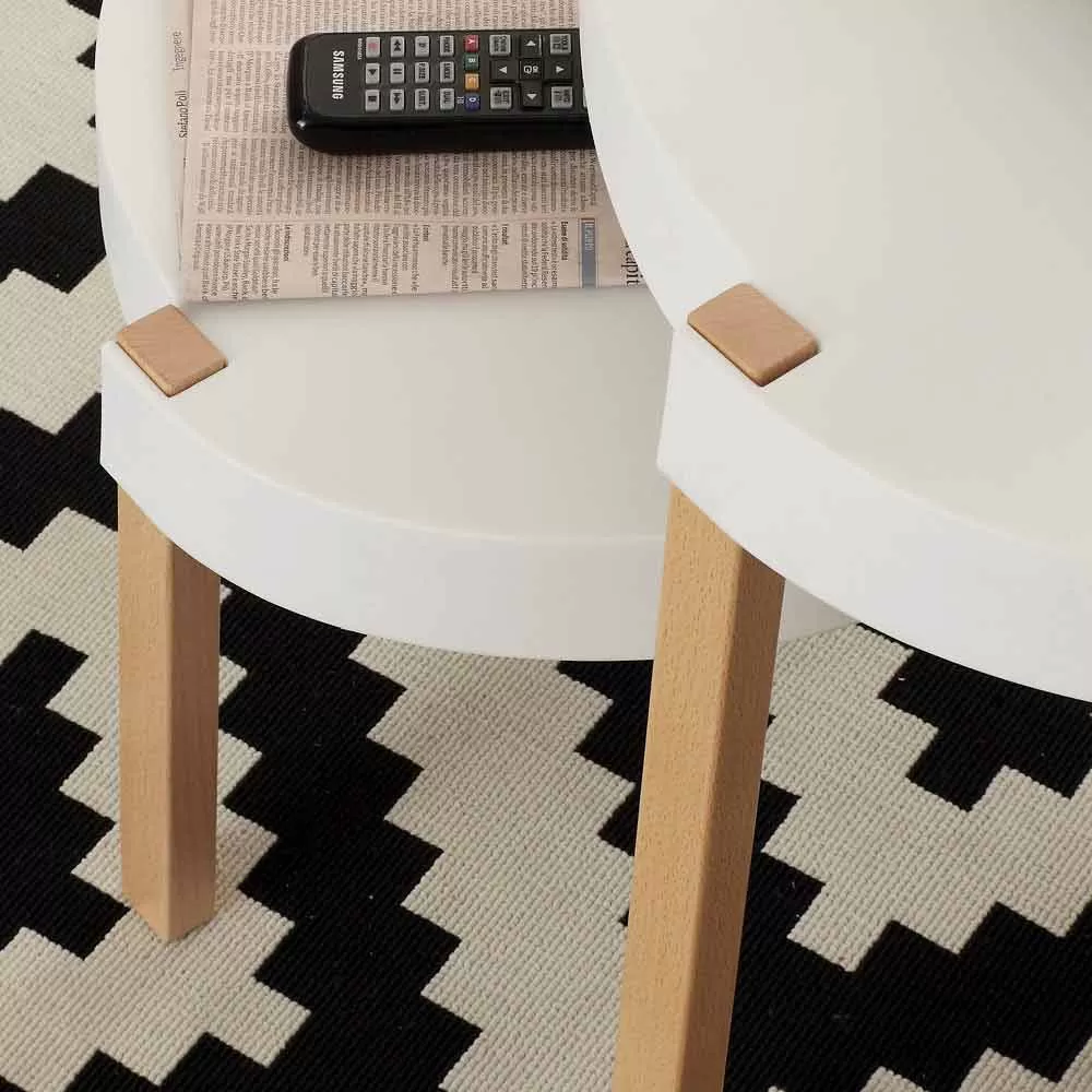 Beechwood Coffee Table Pineto, With White Polypropylene Table Top - Image 2