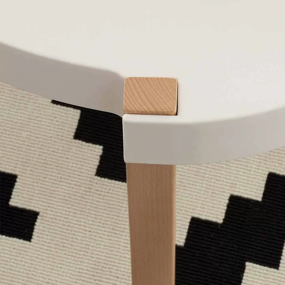 Beechwood Coffee Table Pineto, With White Polypropylene Table Top - Image 3