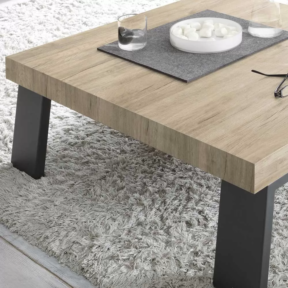 Wooden Coffee Table With Metal Legs Made In Italy - Carambola - Image 2