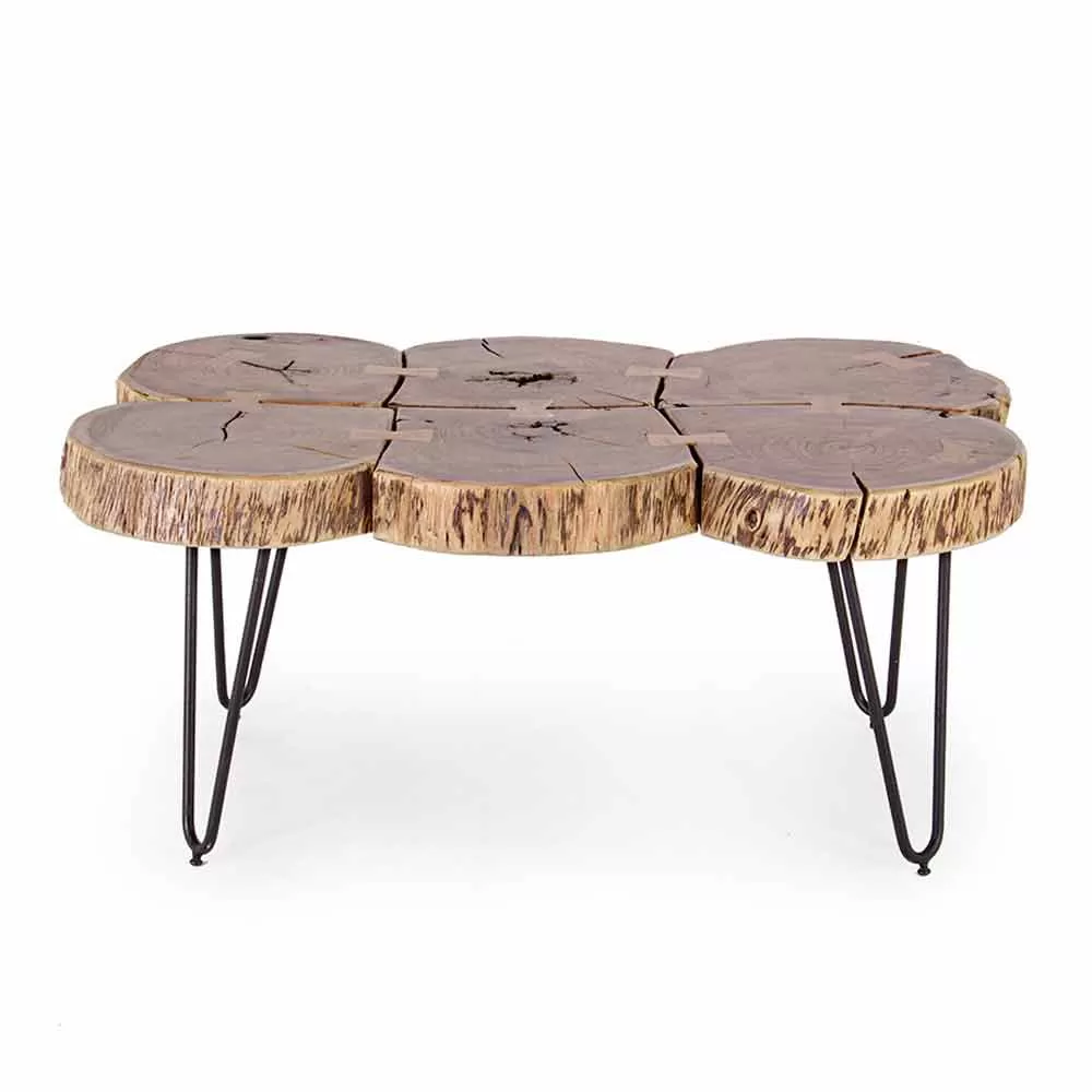 Coffee Table In Acacia Wood And Homemotion Painted Steel - Havana - Image 3