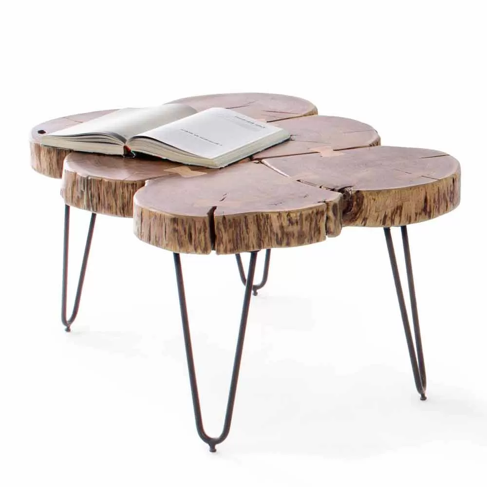 Coffee Table In Acacia Wood And Homemotion Painted Steel - Havana - Image 5