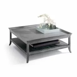 Classic Coffee Table Berit 130x130 Cm, Silver Lacquered Wood