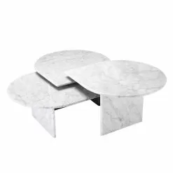 Coffee Table In White Carrara Marble Format Of 3 Pieces - Marsala