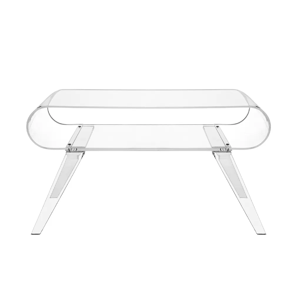 Coffee Table In Transparent Plexiglass Or With Design Wood - Plaster - Image 3