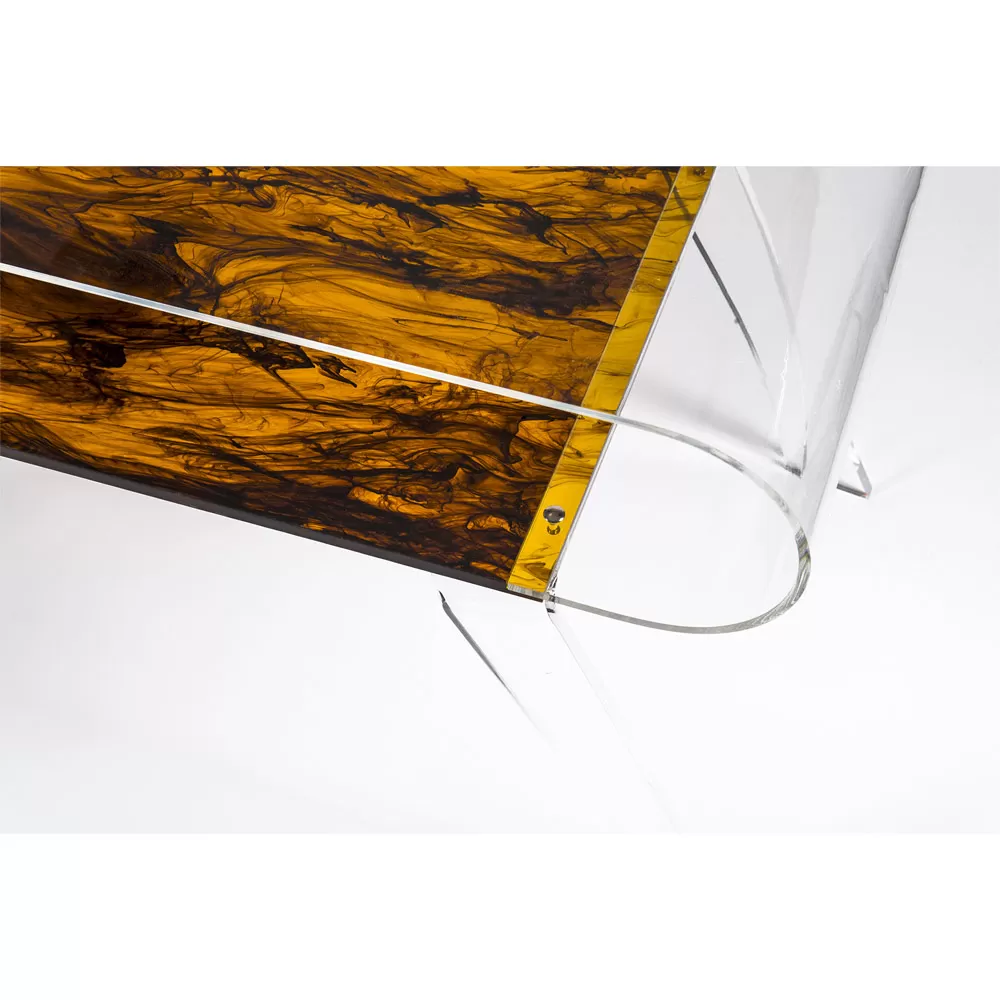 Coffee Table In Transparent Plexiglass Or With Design Wood - Plaster - Image 8