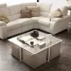 Coffee Table Lula With 4 Poufs, Eco-leather Upholstery