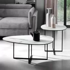 Coffee Table In Laminated Glass And Metal Made In Italy - Sedona