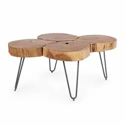 Homemotion Modern Coffee Table In Wood And Painted Steel - Severo