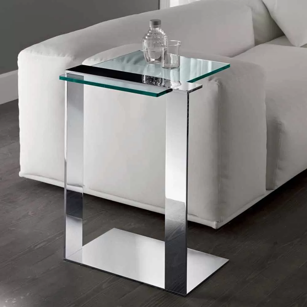 Modern Metal And Smoked Or Clear Glass Coffee Table Made In Italy - Teilor - Image 7