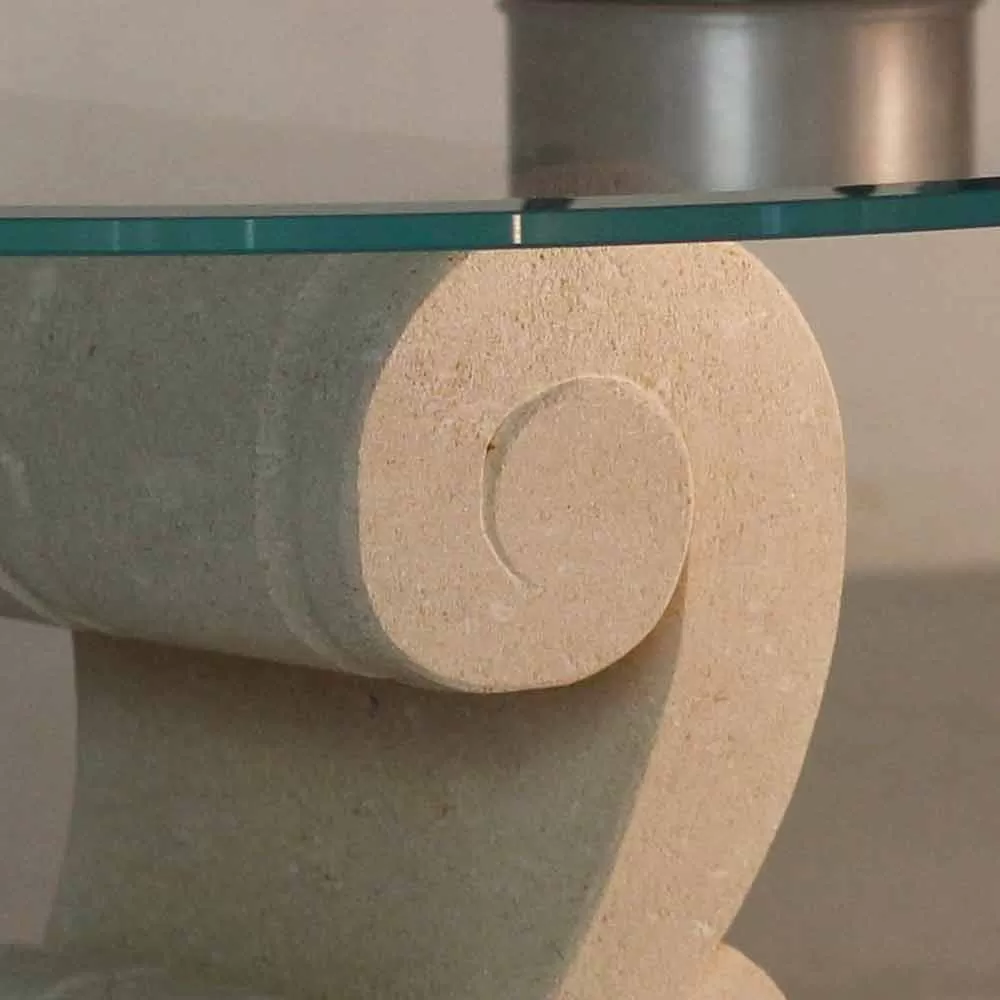 Coffee Table With Crystal Top And Vicenza Natural Stone Base Aracne-S - Image 3