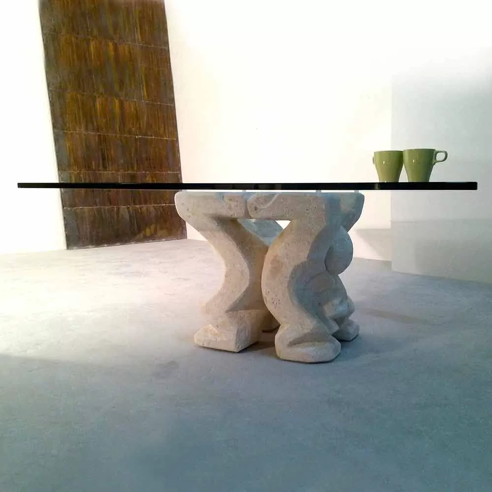 Squared Vicenza Natural Stone And Crystal Coffee Table Medusa-S