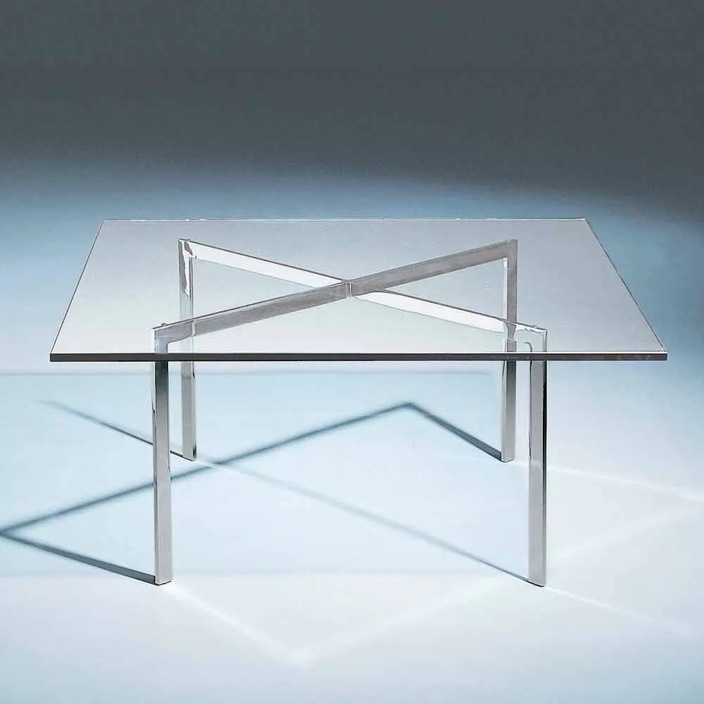Square Tempered Glass Coffee Table Made In Italy - Madrid