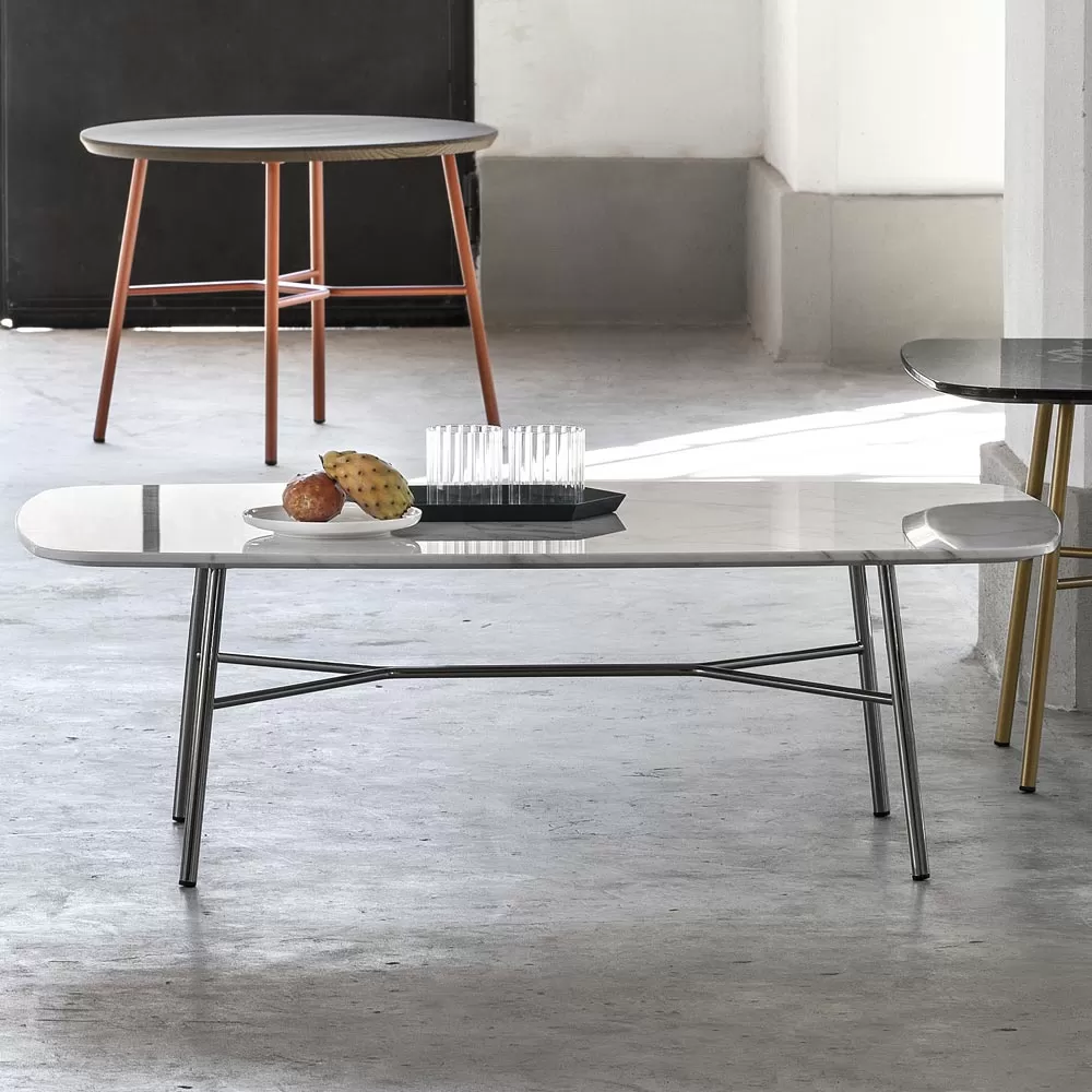 Rectangular Coffee Table With Marble Top Made In Italy - Makino - Image 3