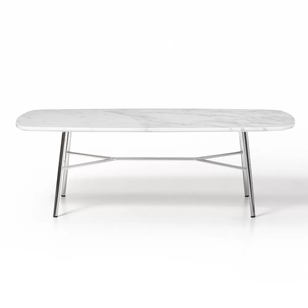 Rectangular Coffee Table With Marble Top Made In Italy - Makino