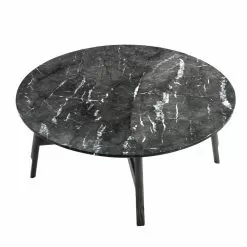 Round Coffee Table In Marble And Beech Wood Made In Italy - Daniela