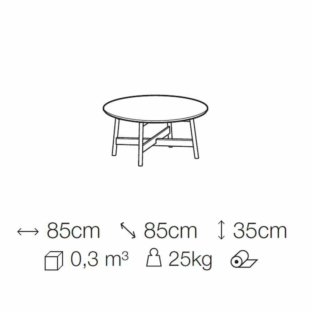 Round Coffee Table In Marble And Beech Wood Made In Italy - Daniela - Image 5