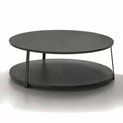 Round Coffee Table In Mdf With Metal Structure Made In Italy - Aloe