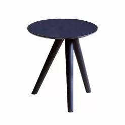 Round Coffee Table In Black Gray Lacquered Wood Made In Italy - Stuttgart