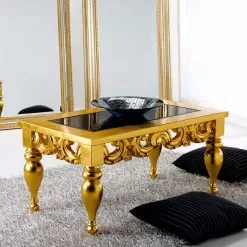 Classic Design Coffee Table In Lof Wood, Gold Finish