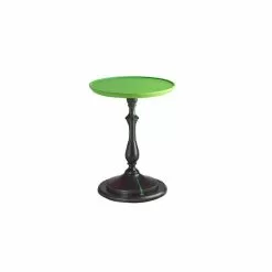 Living Room Side Table, Green Lacquered Top Ø 50 Cm, Modern Design