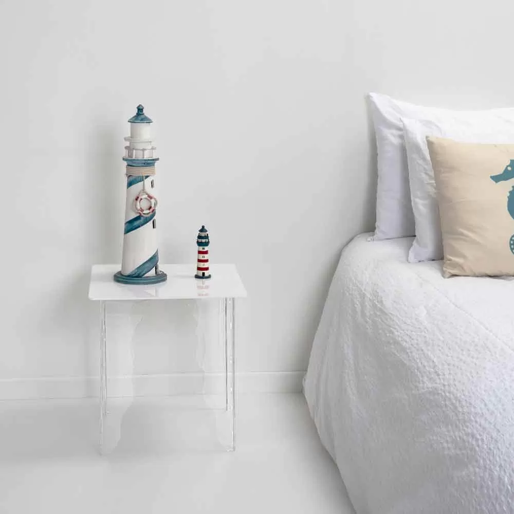 Modern White Coffee Table Made Of Acrylic Crystal Morita, 40x40cm - Image 2