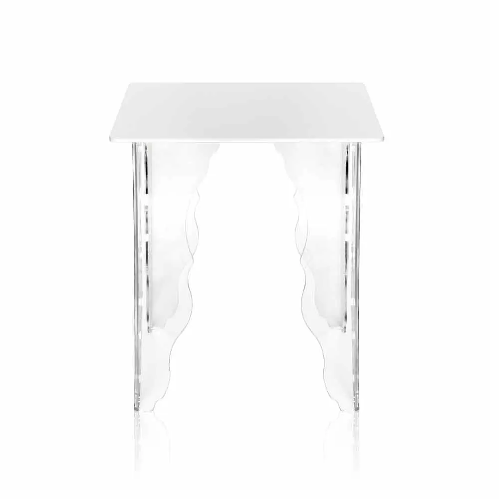 Modern White Coffee Table Made Of Acrylic Crystal Morita, 40x40cm - Image 4