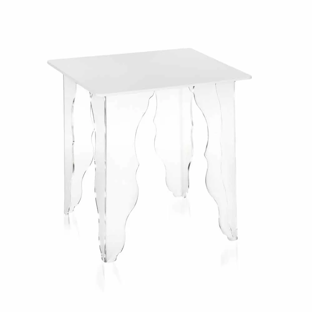 Modern White Coffee Table Made Of Acrylic Crystal Morita, 40x40cm - Image 5