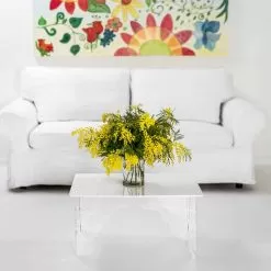 Modern White Coffee Table Made Of Acrylic Crystal Morita, 60x60 Cm