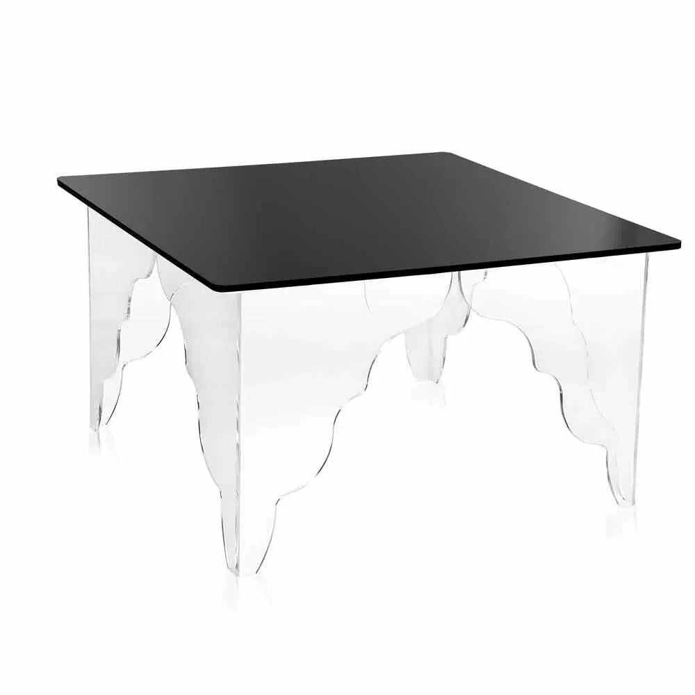 Modern Black Coffee Table Made Of Acrylic Crystal Morita, 60x60 Cm - Image 3