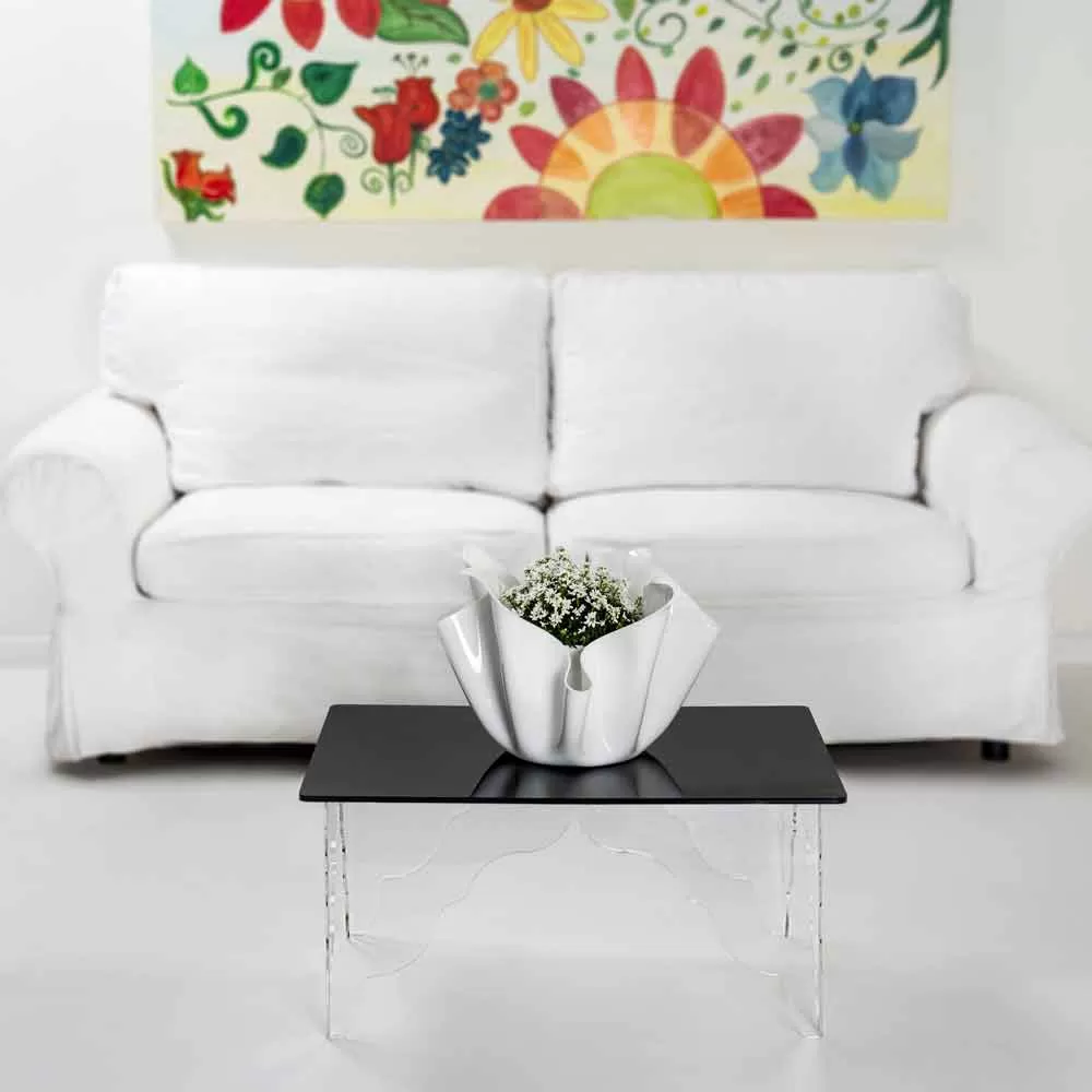 Modern Black Coffee Table Made Of Acrylic Crystal Morita, 60x60 Cm