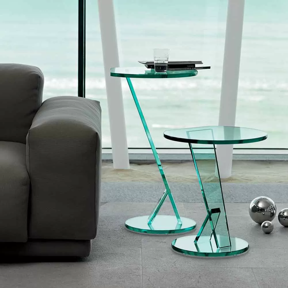 Side Table Sofa In Extra-clear Glass Made In Italy - Tarzan - Image 7