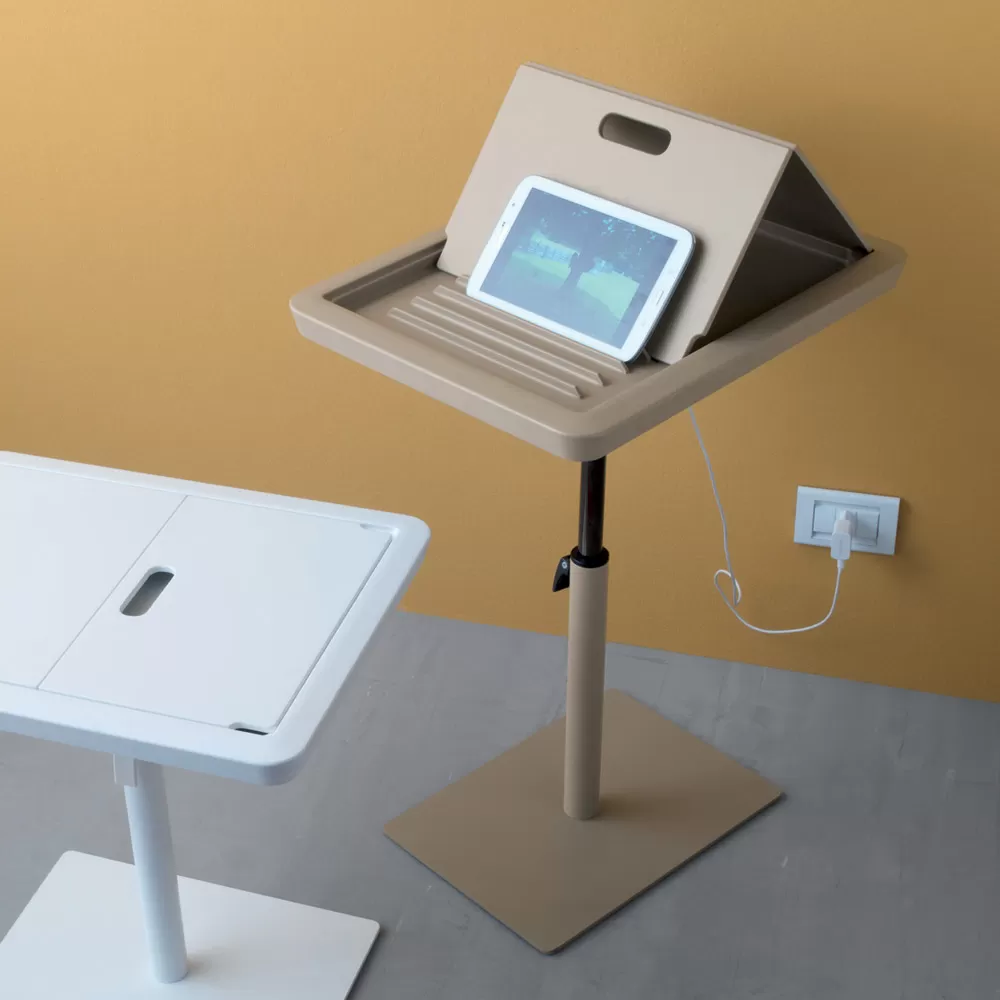 Sofa Side Table Metal And PVC Adjustable Height For Tablet - Tekniko - Image 3