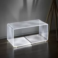 Transparent Acrylic Led Luminous Coffee Table Laser Engraved Decor - Robiola
