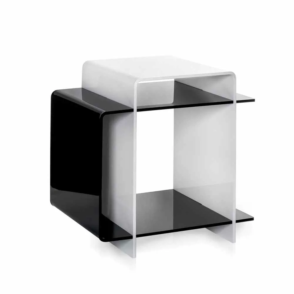 Black And White Modern Design Side Table With 3 Shelves Gosto - Image 4