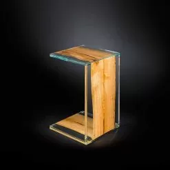 One Leg Side Table Venezia, Glass And Wood