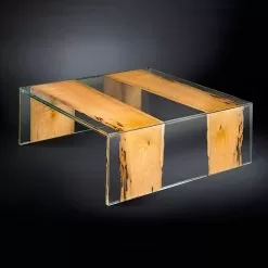 Glass And Wood Square Coffee Table Venezia