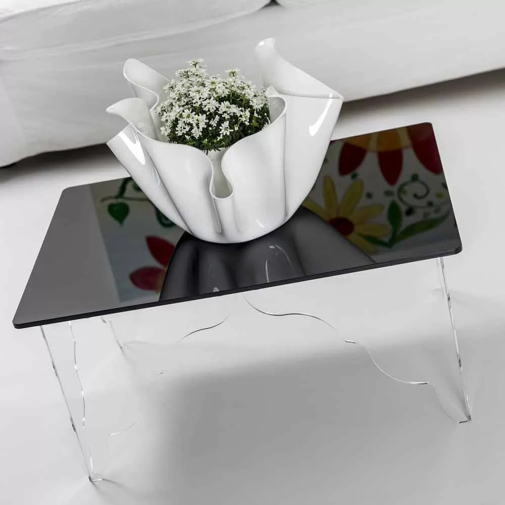 Modern Rectangular Coffee Table Made Of Black Acrylic Crystal Morita - Image 3