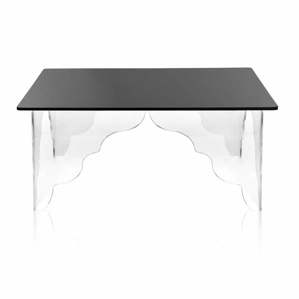 Modern Rectangular Coffee Table Made Of Black Acrylic Crystal Morita - Image 4