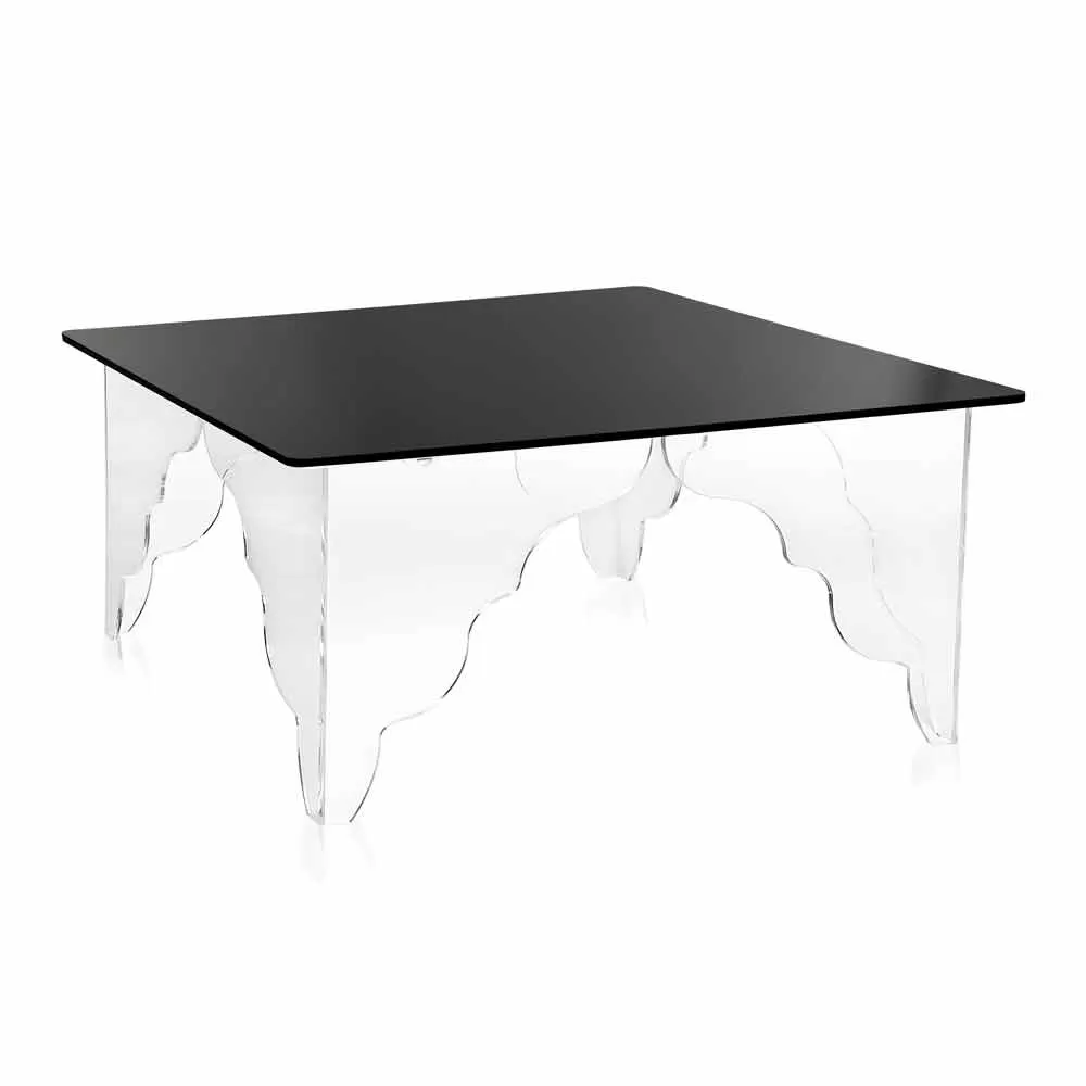 Modern Rectangular Coffee Table Made Of Black Acrylic Crystal Morita - Image 5