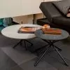 Round Coffee Table For Living Room Metal And Matt Ceramic Base - Shanghai