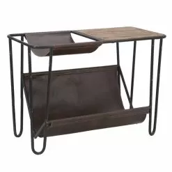 Vintage Newspaper Table In Iron And Eco-leather - Merica