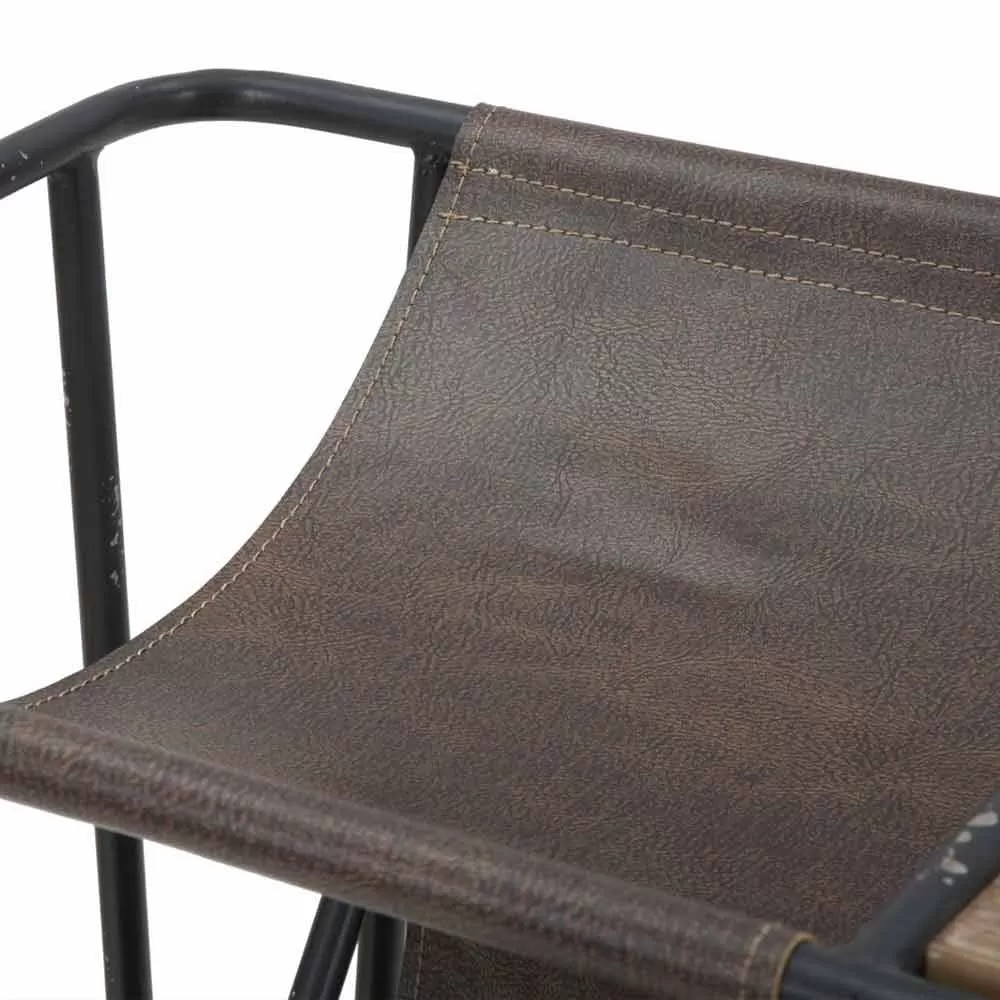 Vintage Newspaper Table In Iron And Eco-leather - Merica - Image 4