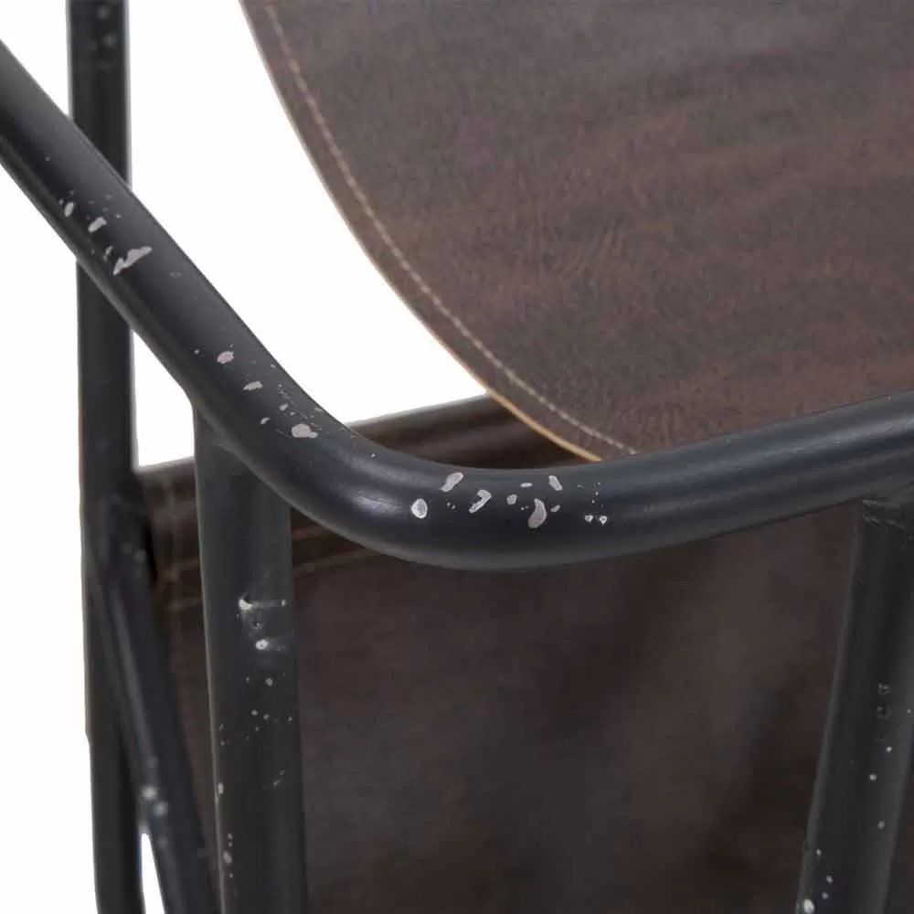 Vintage Newspaper Table In Iron And Eco-leather - Merica - Image 6