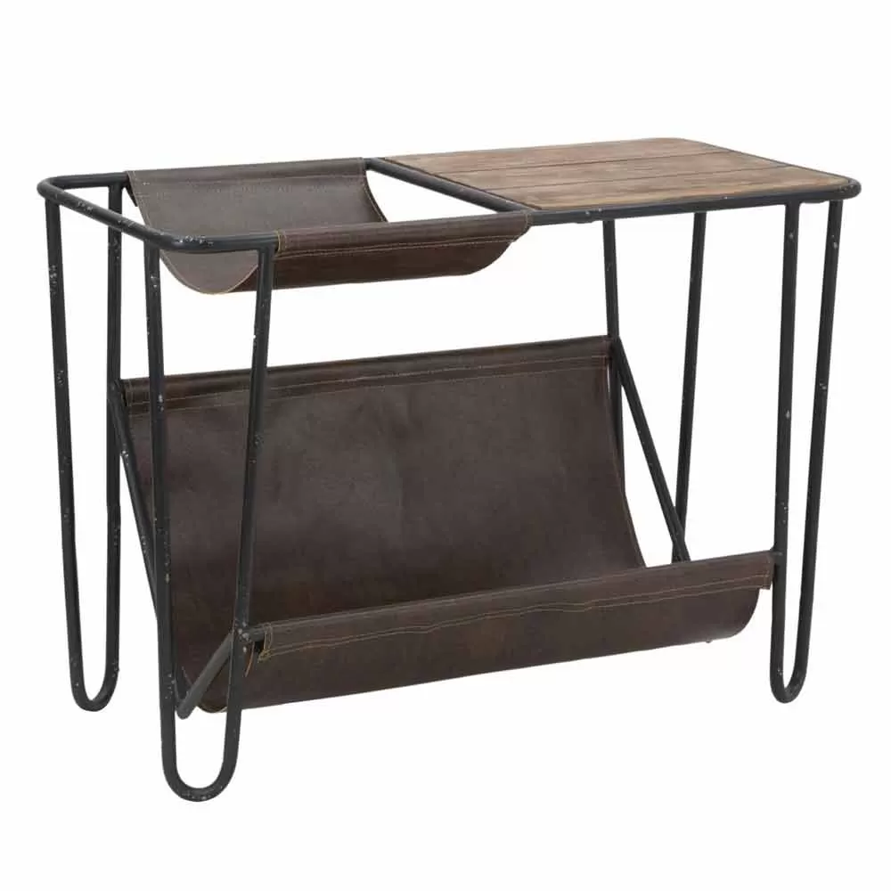 Vintage Newspaper Table In Iron And Eco-leather - Merica