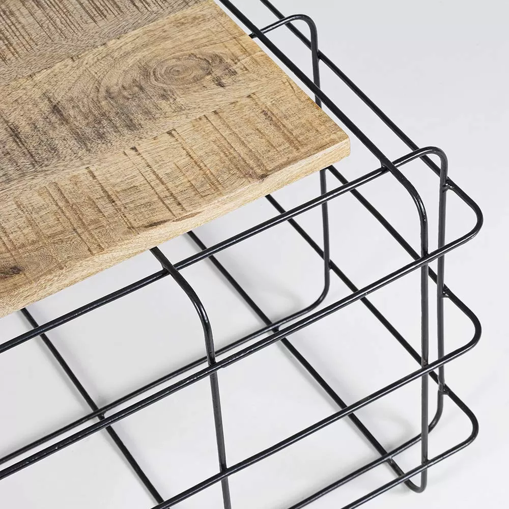 Square Industrial Coffee Table In Steel And Mango Wood - Carioca - Image 3