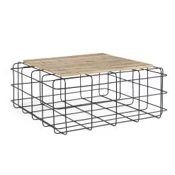 Square Industrial Coffee Table In Steel And Mango Wood - Carioca