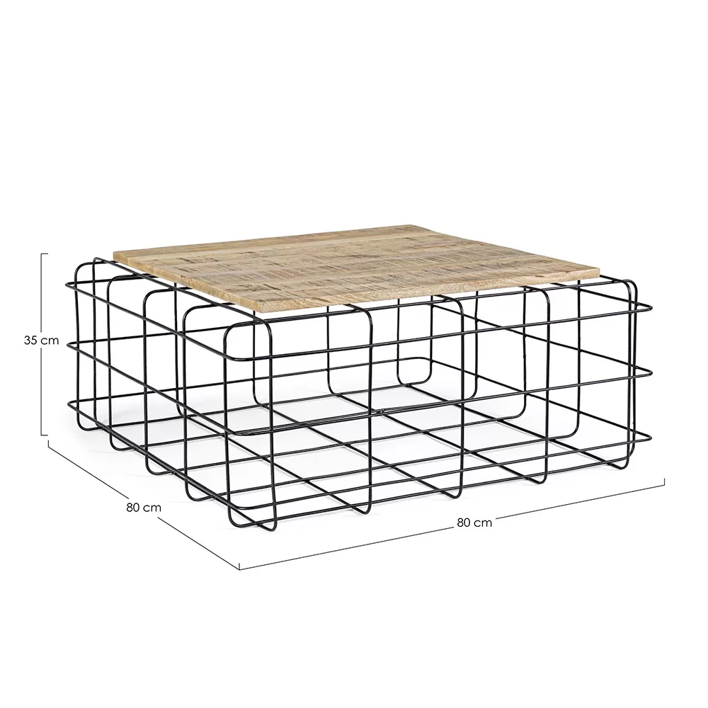 Square Industrial Coffee Table In Steel And Mango Wood - Carioca - Image 4