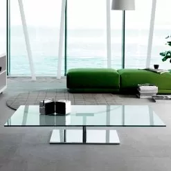Rectangular Coffee Table For The Living Room In Extra-clear Or Smoked Glass - Giovannino