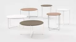 Modern Living Room Round Table In Melamine Wood And Metal – Taddeo